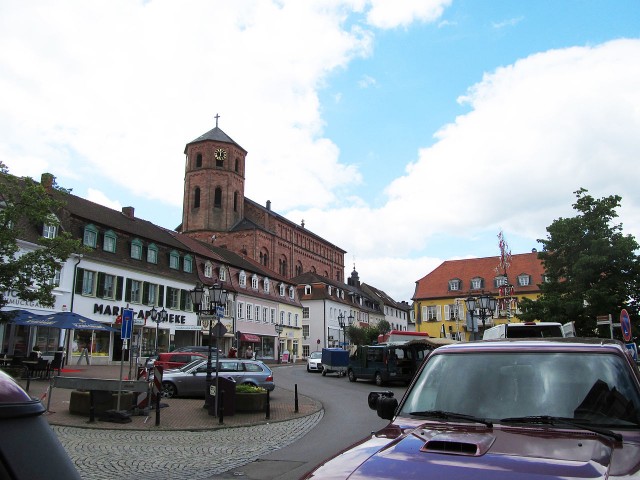 View of the market in the old town of Homburg, Saarland